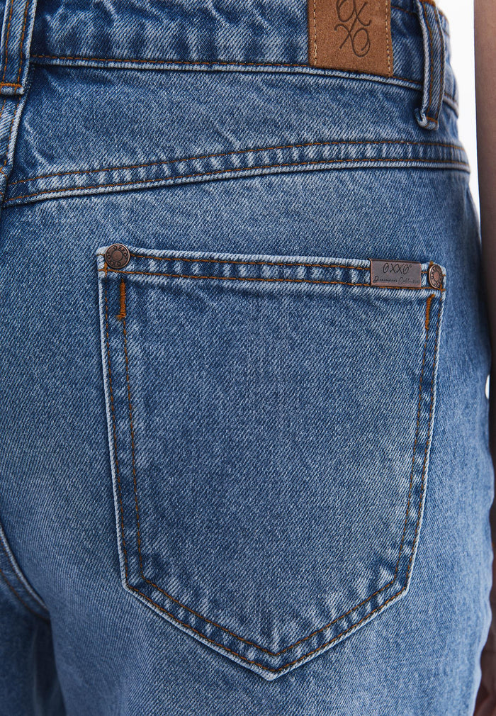 Ultra High Waist Slim Pants - MID BLUE DENIM