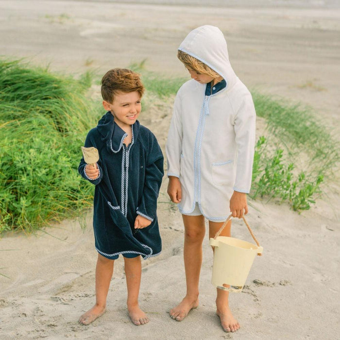 unisex navy french terry zipper coverup