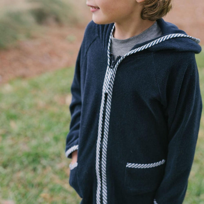 unisex navy french terry zipper coverup
