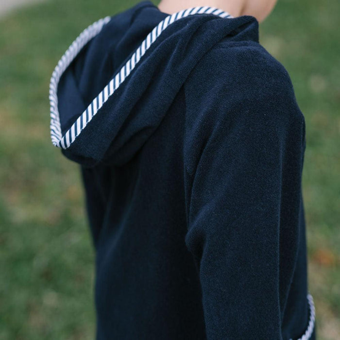 unisex navy french terry zipper coverup
