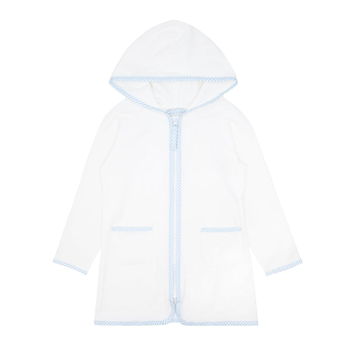 unisex white french terry zipper coverup