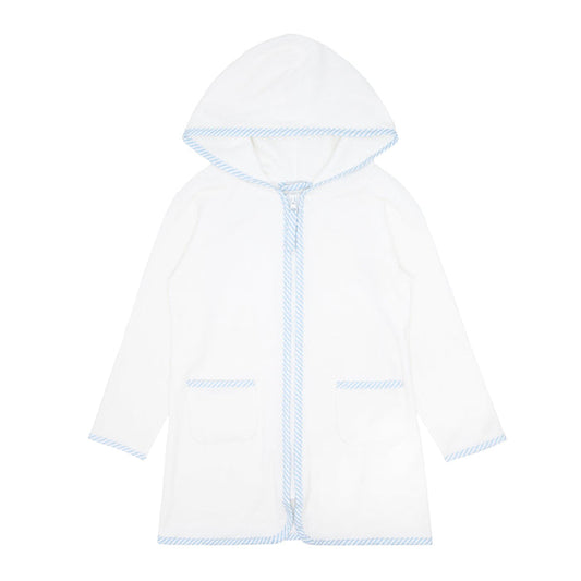 unisex white french terry zipper coverup