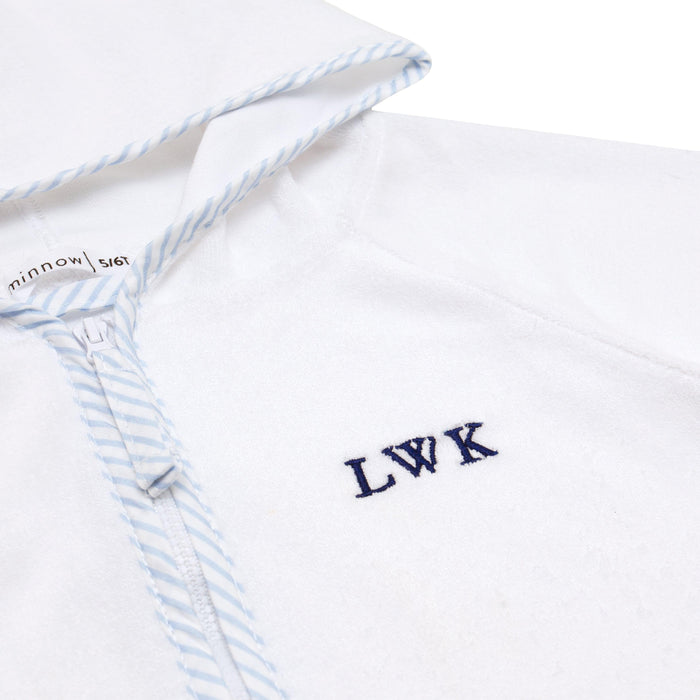 unisex white french terry zipper coverup