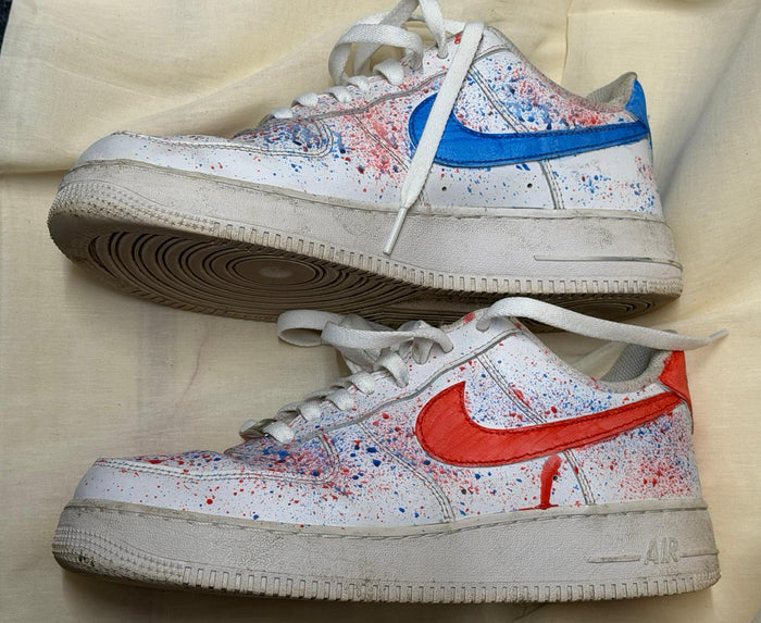 USED - Nike Air Force 1 '07 Low Paint Splatter White UK 9 - 100% charity