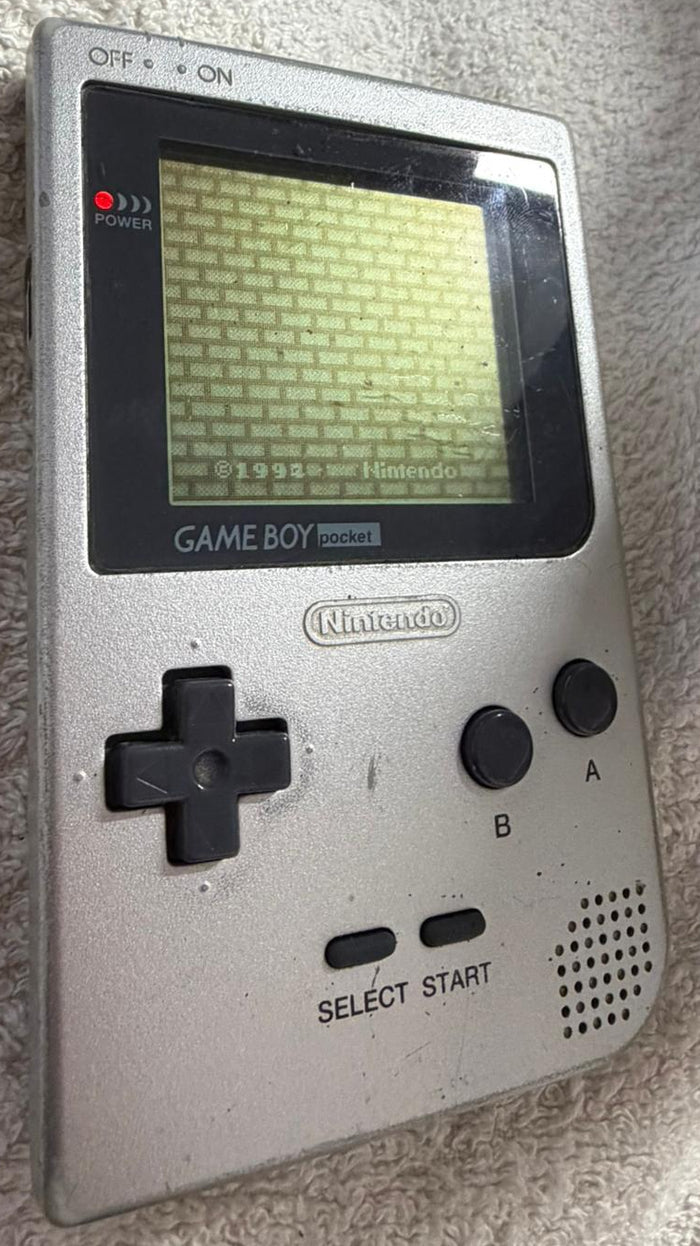 USED - Nintendo Game Boy Pocket Silver Console Bundle + 4 Games (Donkey Kong, Mystical Ninja) - 100% Charity