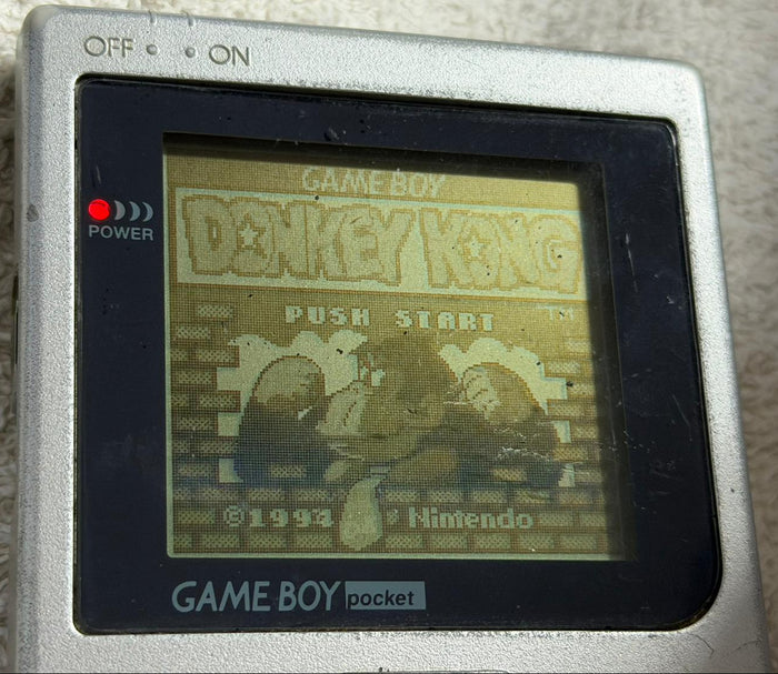 USED - Nintendo Game Boy Pocket Silver Console Bundle + 4 Games (Donkey Kong, Mystical Ninja) - 100% Charity