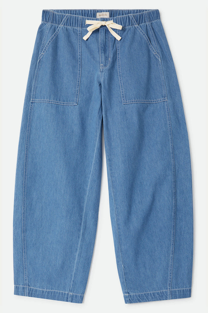 Women's Utility Everyday Barrel Pant in the color Light Stone Wash - Front Product View