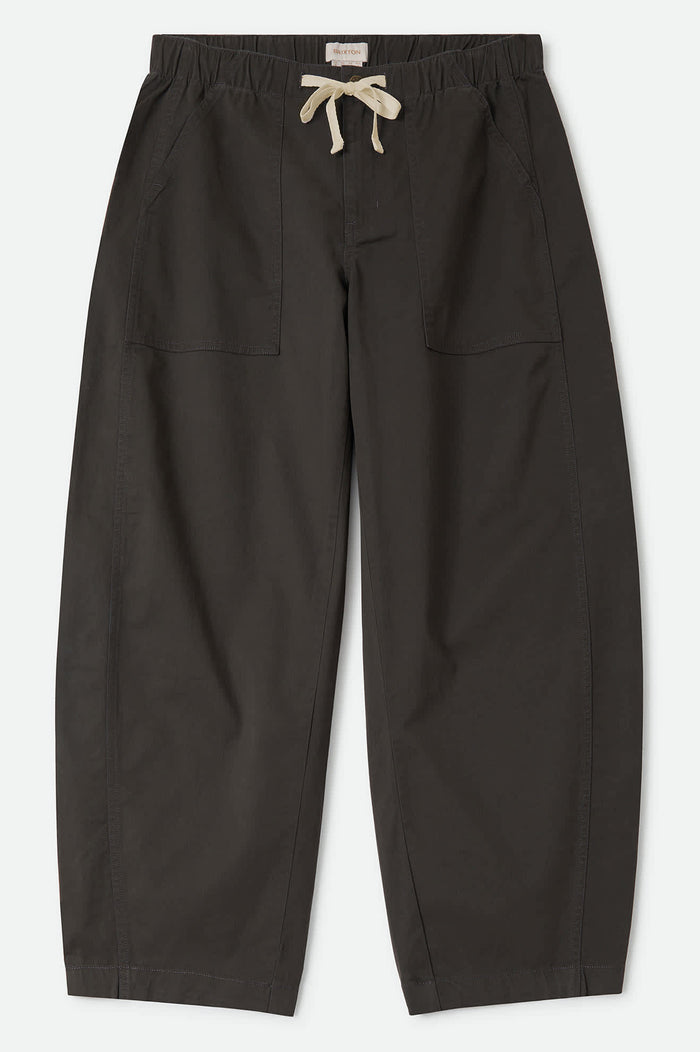 Women's Utility Everyday Barrel Pant in the color Washed Black - Front Product View