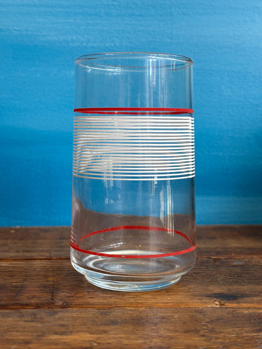 Vintage Glass Red/White Stripes