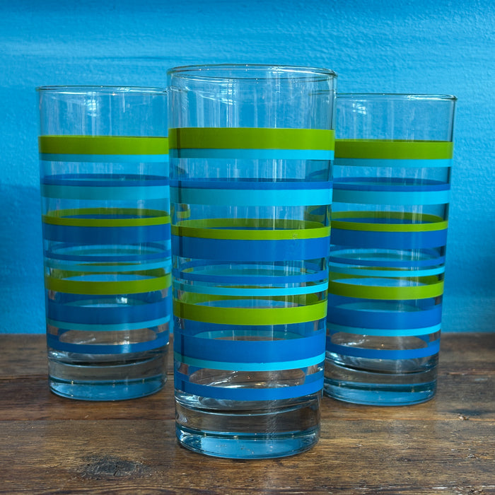 Vintage Glasses Blue Stripes