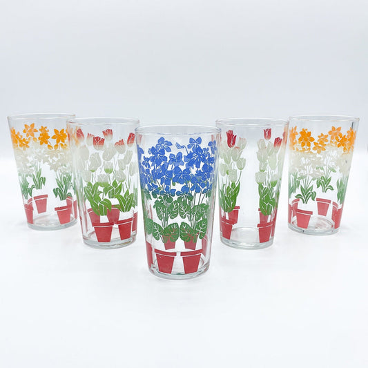 Vintage 1960's Mid-Century Glassware Gradient Flowers