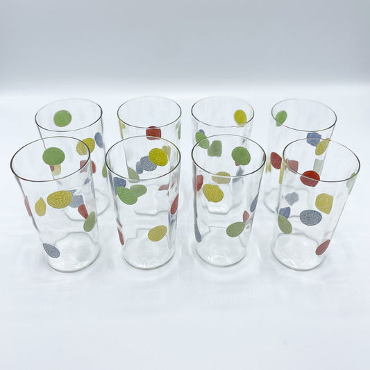 Vintage 1960s/1970s Mid-Century Glassware Polka Dots Set of 8