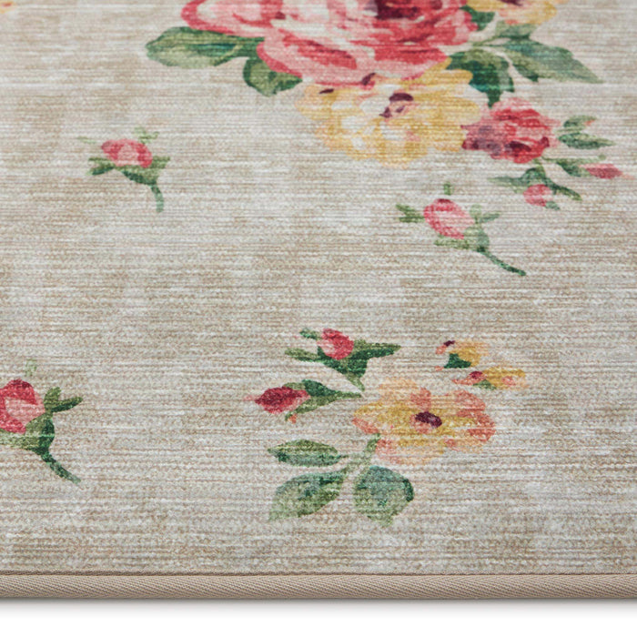 Vintage Rose Natural Runner- made from recycled materials featuring a tradtional rose pattern.