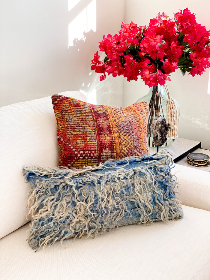 Washed Denim Lumbar Tulu Pillow (12x24)