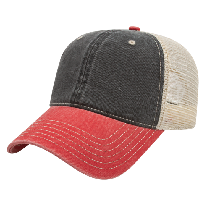 Washed Pigment Dyed with Washed Trucker Mesh Cap