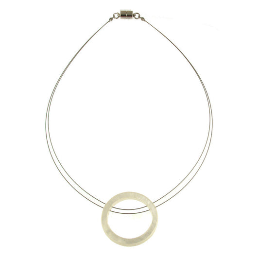 Origin Jewelry Circle O Resin Pendant Magnetic Lock Clasp Necklace - White  Color