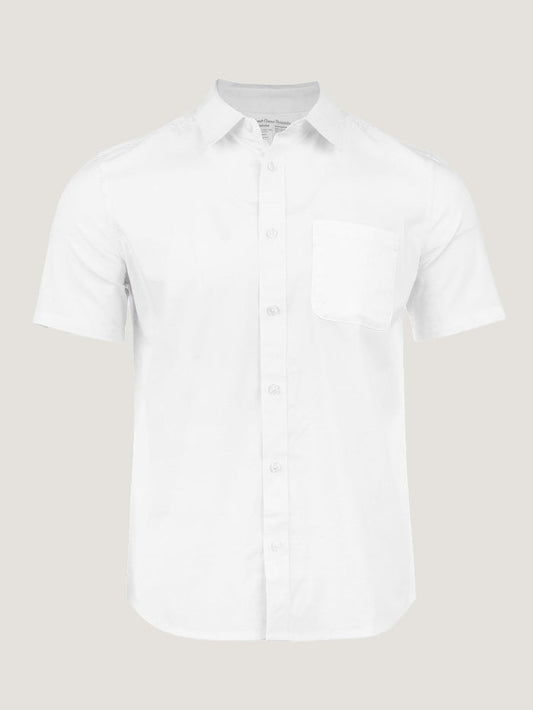 White short-sleeve shirts | Crisp all day. Comfortable all day.