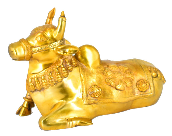 White Whale Brass Shiva Nandi Statue | Murti for Home Decoration | Office Décor