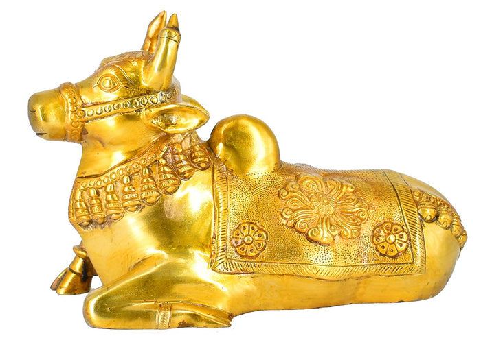 White Whale Brass Shiva Nandi Statue | Murti for Home Decoration | Office Décor