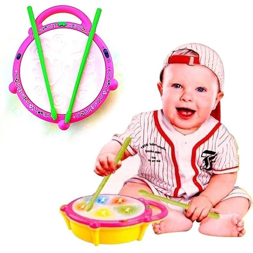 White Whale Flash Drum with 3D Lights, Music Baby Toy for 2 3 4 Year Kid Boy Girl