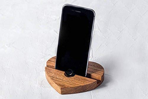 White Whale Heart Shape Design Wooden Mobile Stand/Holder for Smartphone (Wooden)