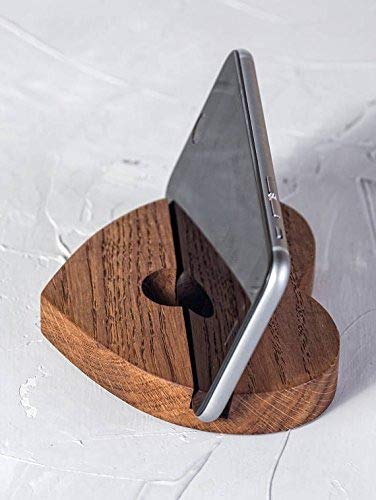 White Whale Heart Shape Design Wooden Mobile Stand/Holder for Smartphone (Wooden)