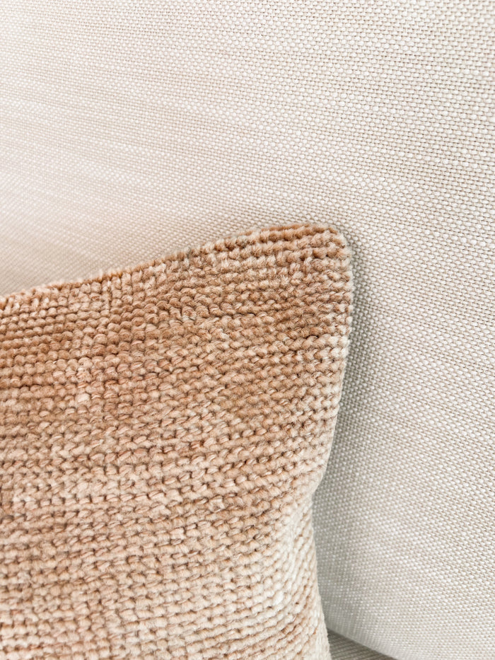 Handmade traditional Turkish oushak pillow cover made with vintage rugs 12x20 beige tan taupe