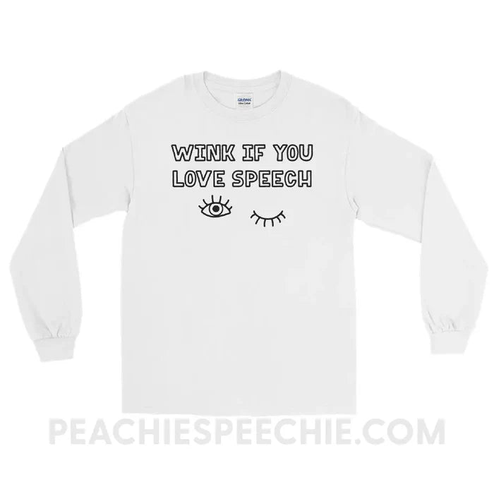 Wink If You Love Speech Long Sleeve Tee - White / S - T-Shirts & Tops peachiespeechie.com