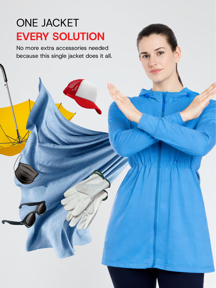 Women's Blue Full Length Sun Jacket | AirWeave™