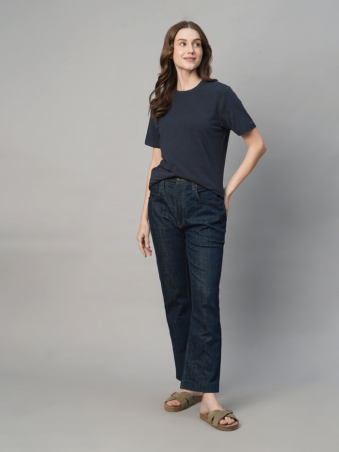 Women's Cotton Bamboo Regular Fit Tshirt Navy