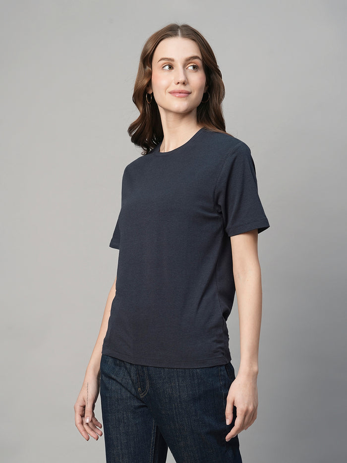 Women's Cotton Bamboo Regular Fit Tshirt Navy