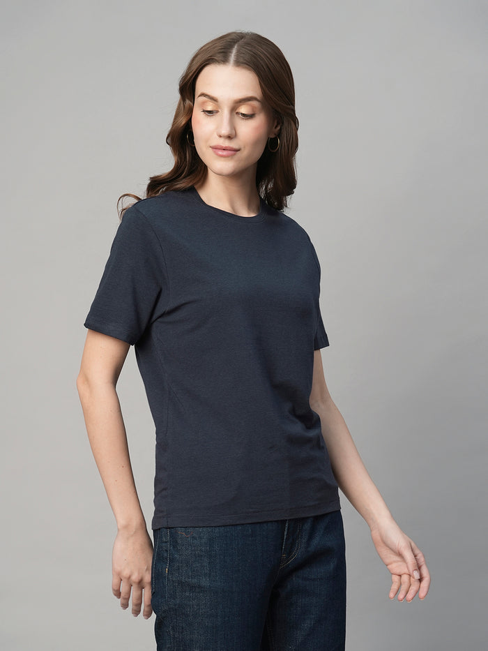 Women's Cotton Bamboo Regular Fit Tshirt Navy