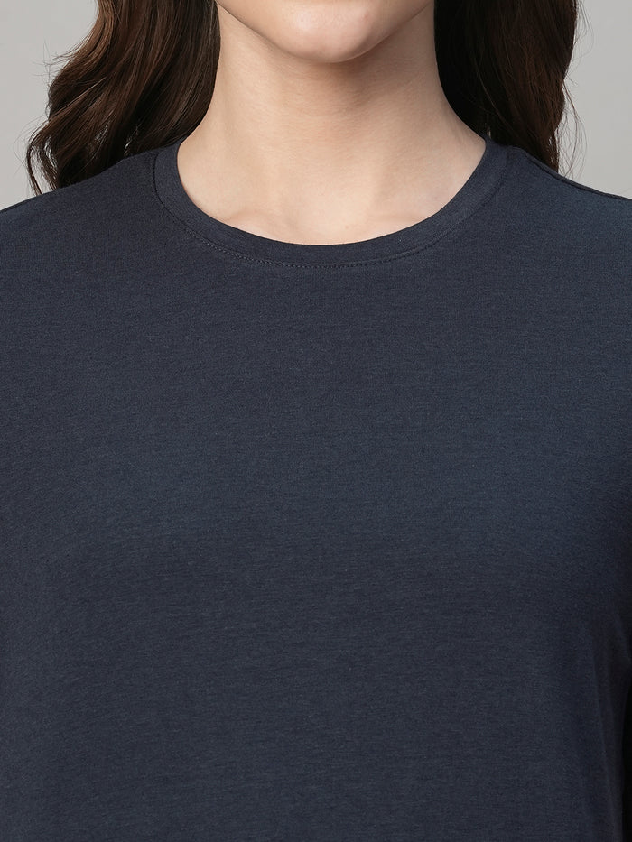 Women's Cotton Bamboo Regular Fit Tshirt Navy