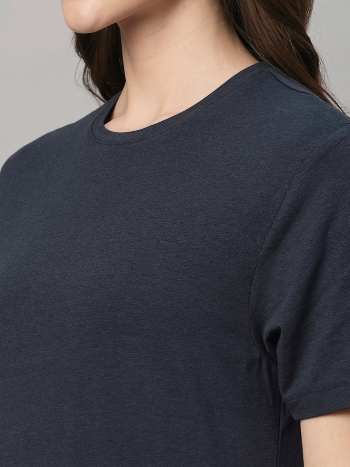 Women's Cotton Bamboo Regular Fit Tshirt Navy