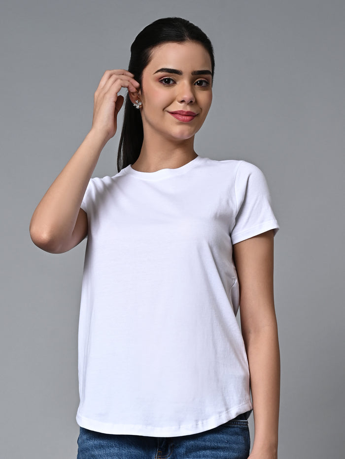 Women's Cotton Regular Fit Tshirt White