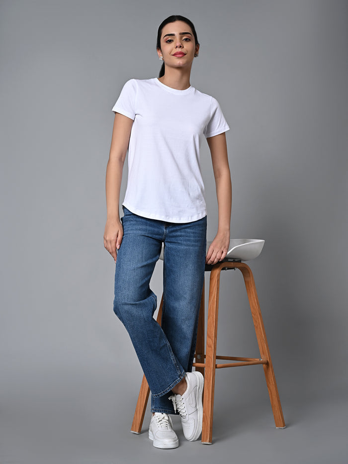 Women's Cotton Regular Fit Tshirt White