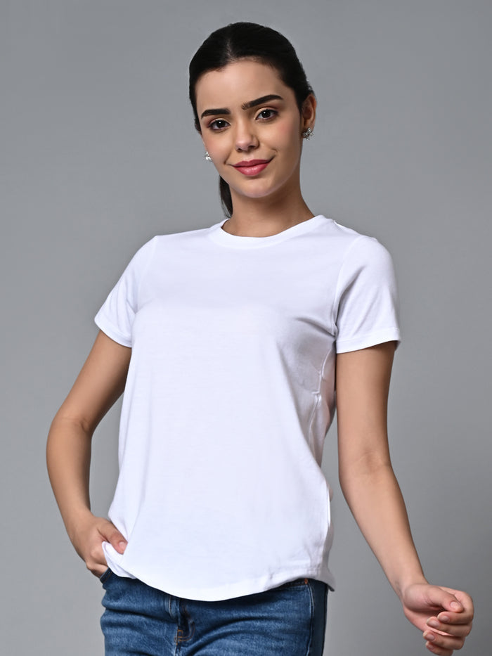 Women's Cotton Regular Fit Tshirt White