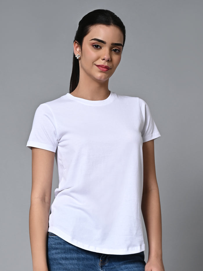 Women's Cotton Regular Fit Tshirt White