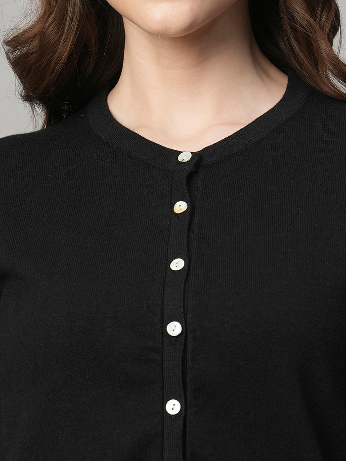 Women's Cotton Viscose Regular Fit Tshirt Black