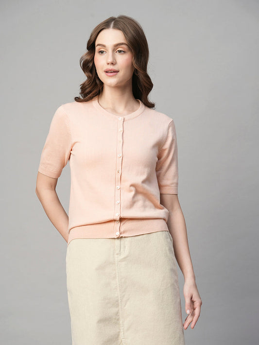 Women's Cotton Viscose Regular Fit Tshirt Pink