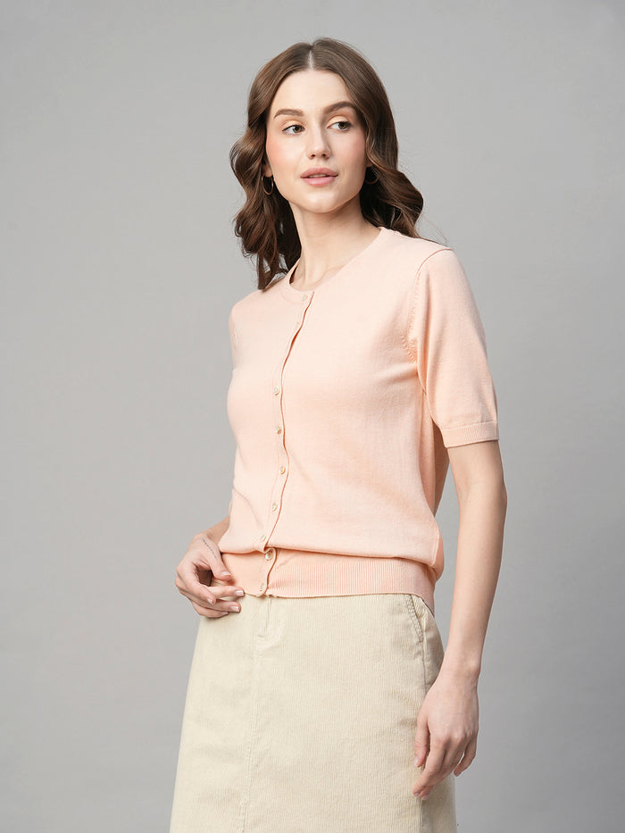Women's Cotton Viscose Regular Fit Tshirt Pink