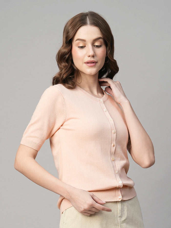Women's Cotton Viscose Regular Fit Tshirt Pink