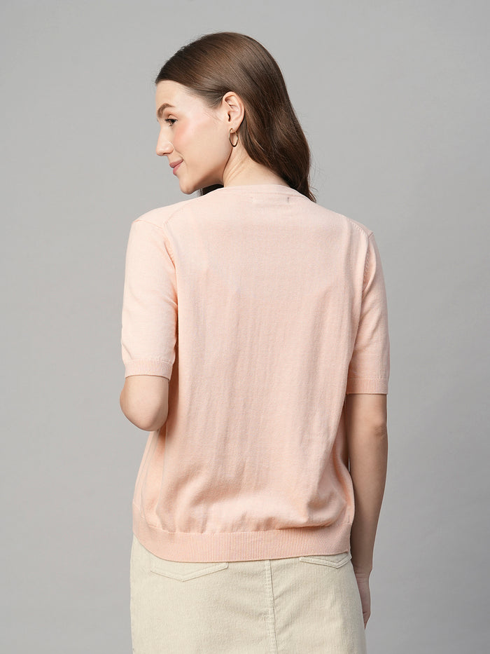 Women's Cotton Viscose Regular Fit Tshirt Pink