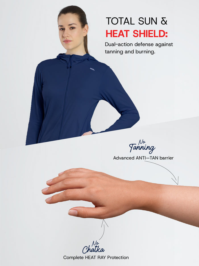 Women's Dark Blue Crop Top Sun Jacket | AirWeave™