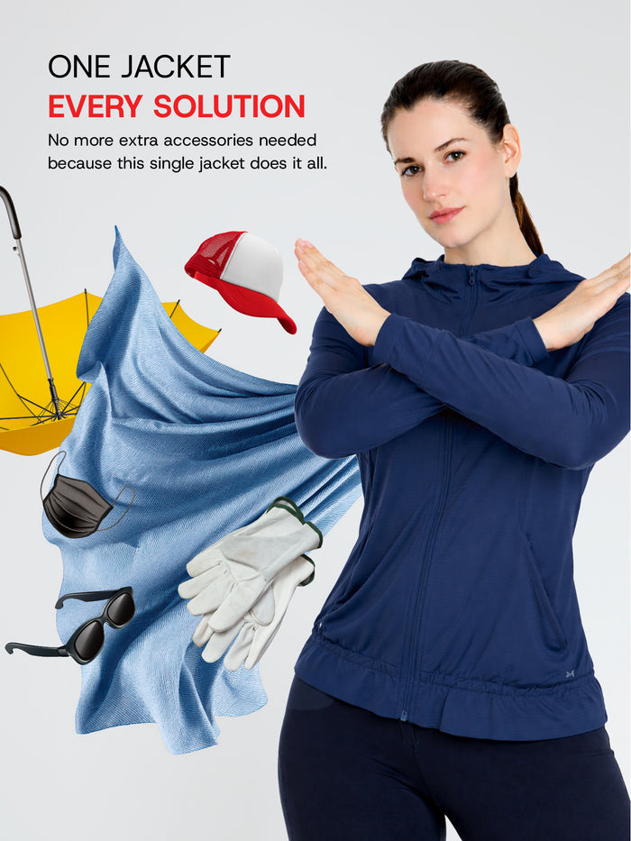 Women's Dark Blue Crop Top Sun Jacket | AirWeave™