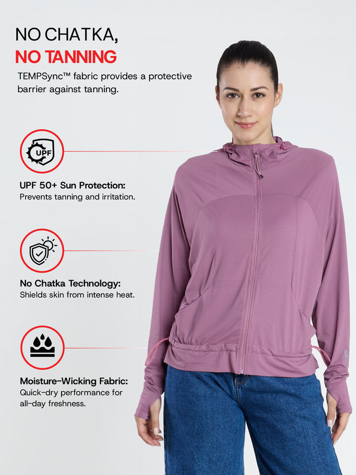 Women's Deep Purple Crop Top Sun Jacket | AirWeave™