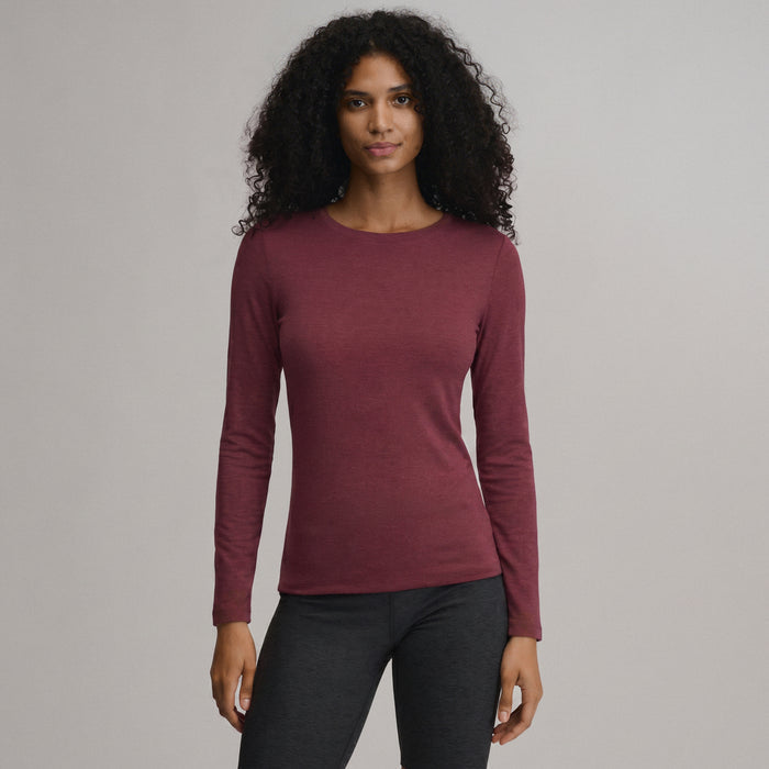 Women's Fav Long Sleeve Crew Neck Tee-Blkcherry-1