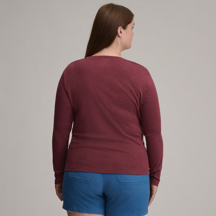 Women's Fav Long Sleeve Crew Neck Tee-Blkcherry-Plus-6