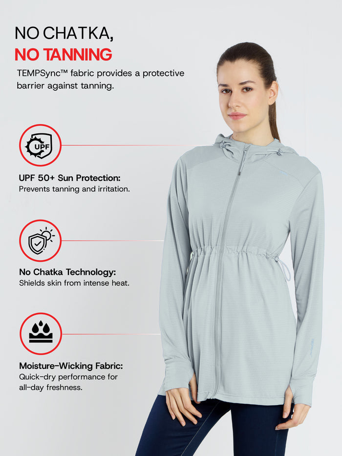 Women's Grey Full Length Sun Jacket | AirWeave™