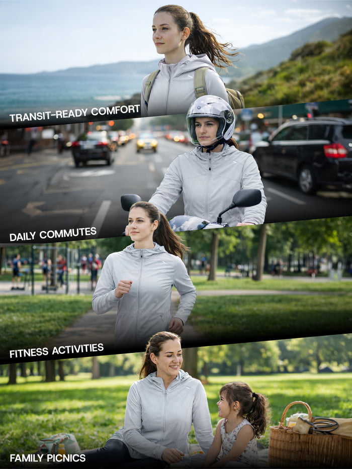 Women's Light Grey Crop Top Sun Jacket | AirWeave™